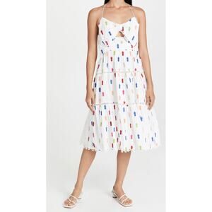 Farm Rio Multicolor Pineapple Embroidered Halter Midi Dress NWT Womens Size XL